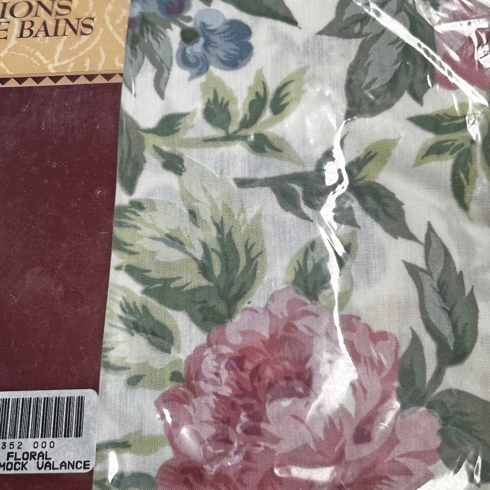 DRAPES, FABRIC DOUBLE SWAG SHOWER CURTAIN TWO 34 X 72 INCHES, VINYL LINER,